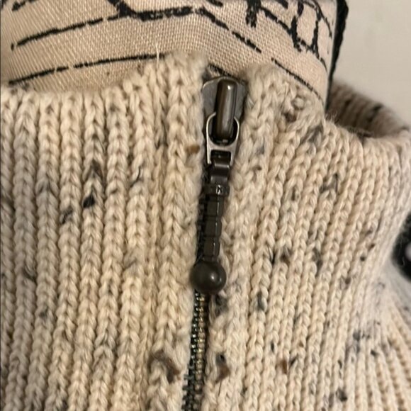 Aran Crafts Cozy Cream Cable Knit Wool Quarter Zip Sweater - Picture 3 of 11